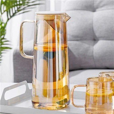 Jarra de vidro de 1300 ml com tampas de aço inoxidável