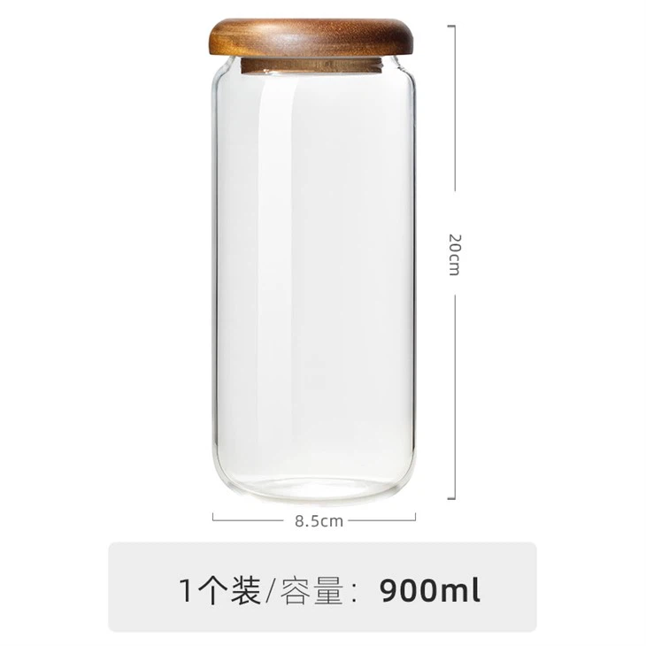 Glass Storage Jar Sealed With Acacia Wood Lid