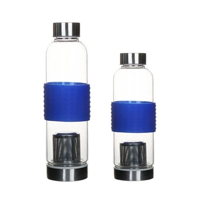 Garrafas de água altas de vidro borosilicato 500ml com tampa de aço inoxidável