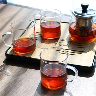 Venda quente por atacado garrafa de água de vidro de borosilicato doméstico com alça xícara de chá